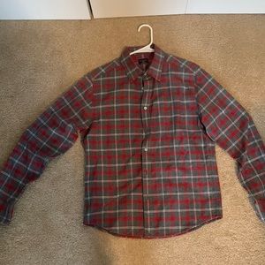Red and grey flannel button down UNTUCKit